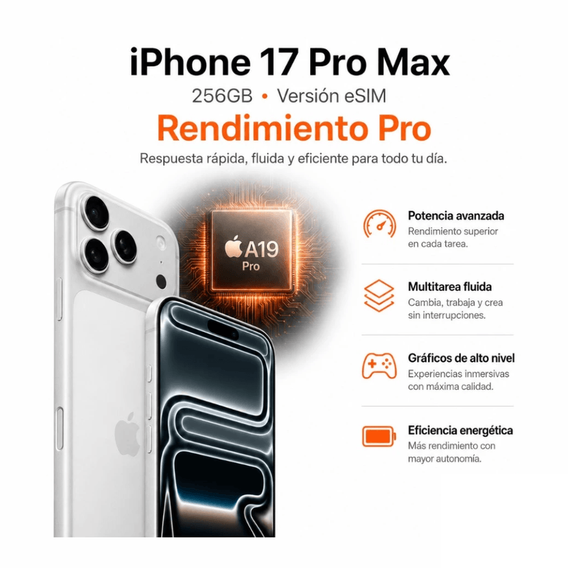 iPhone 17 Pro Max Silver con carga inalámbrica