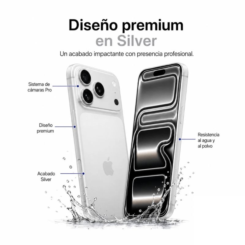 iPhone 17 Pro Max Silver con conector USB Tipo-C