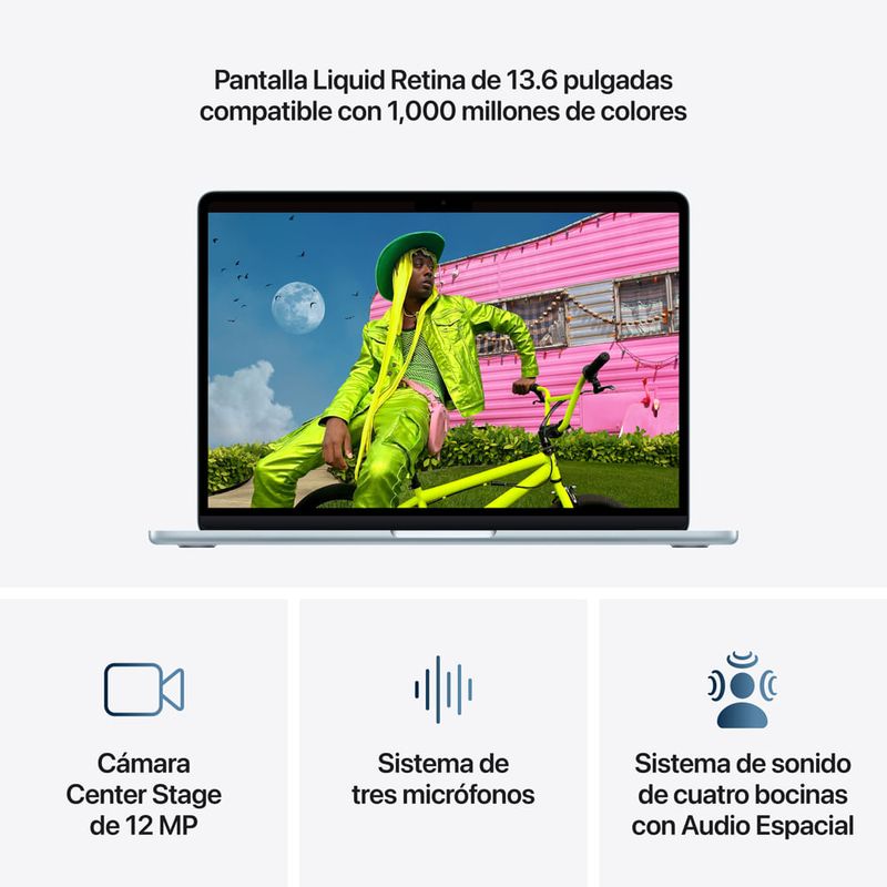 MacBook Air 13" M5 512GB sky blue + Office 365 pantalla