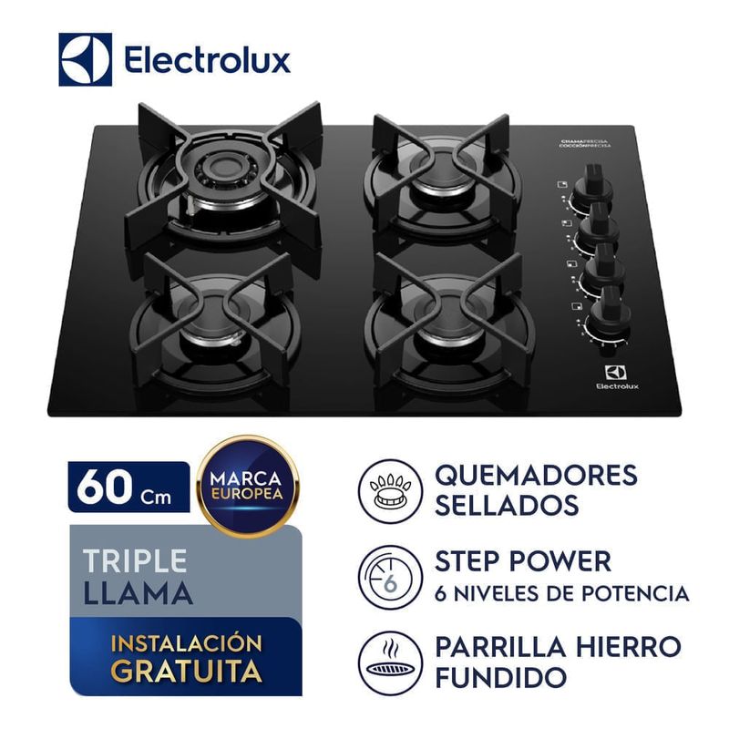 Combo cocina empotrable y campana extractora Electrolux frontal beneficios