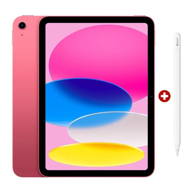 iPad A16 11 pulgadas 128GB color Pink con Apple Pencil USB-C vista frontal