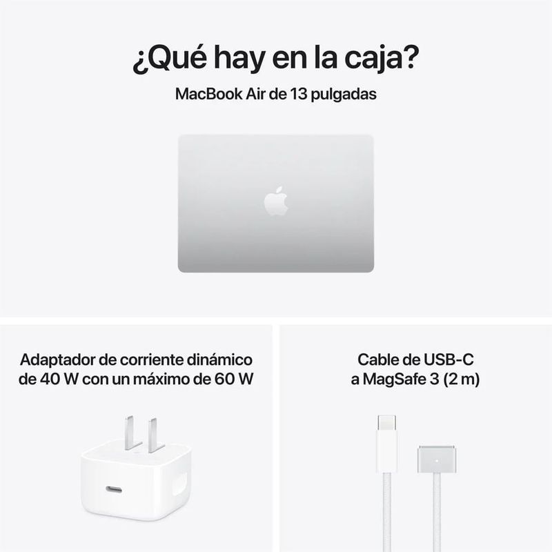 MacBook Air M5 pantalla Liquid Retina 13 pulgadas color silver vista caja