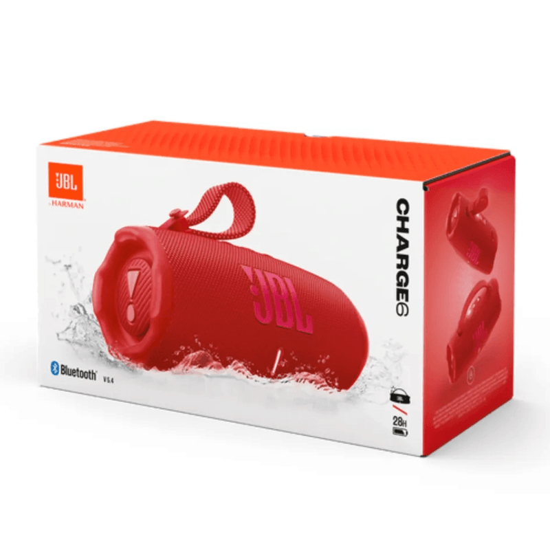 Parlante JBL Charge 6 contenido de caja rojo