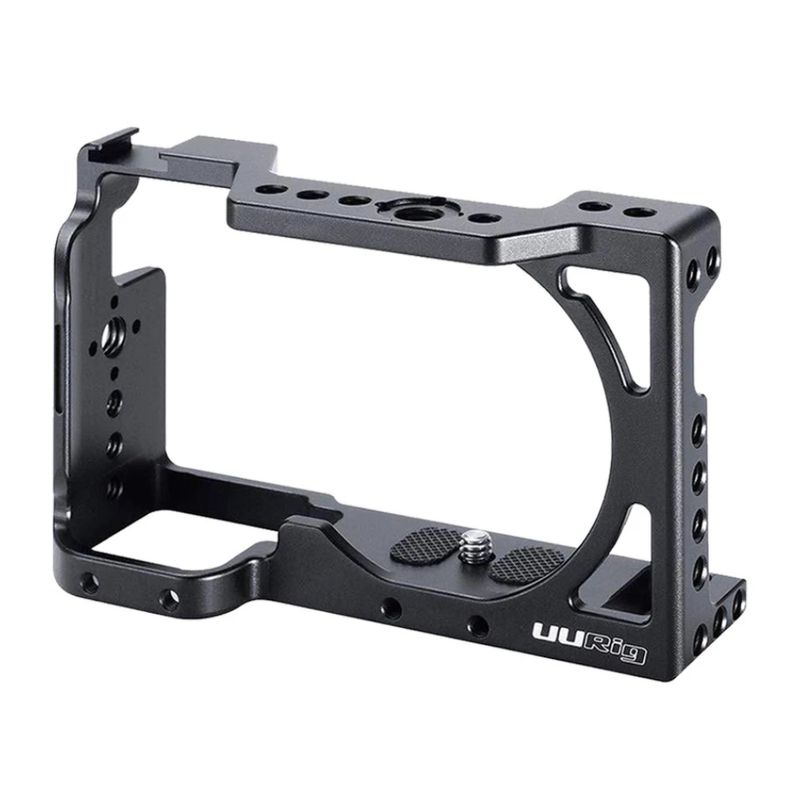 Jaula Ulanzi para cámara Sony A6400 múltiples accesorios vista frontal oblicua