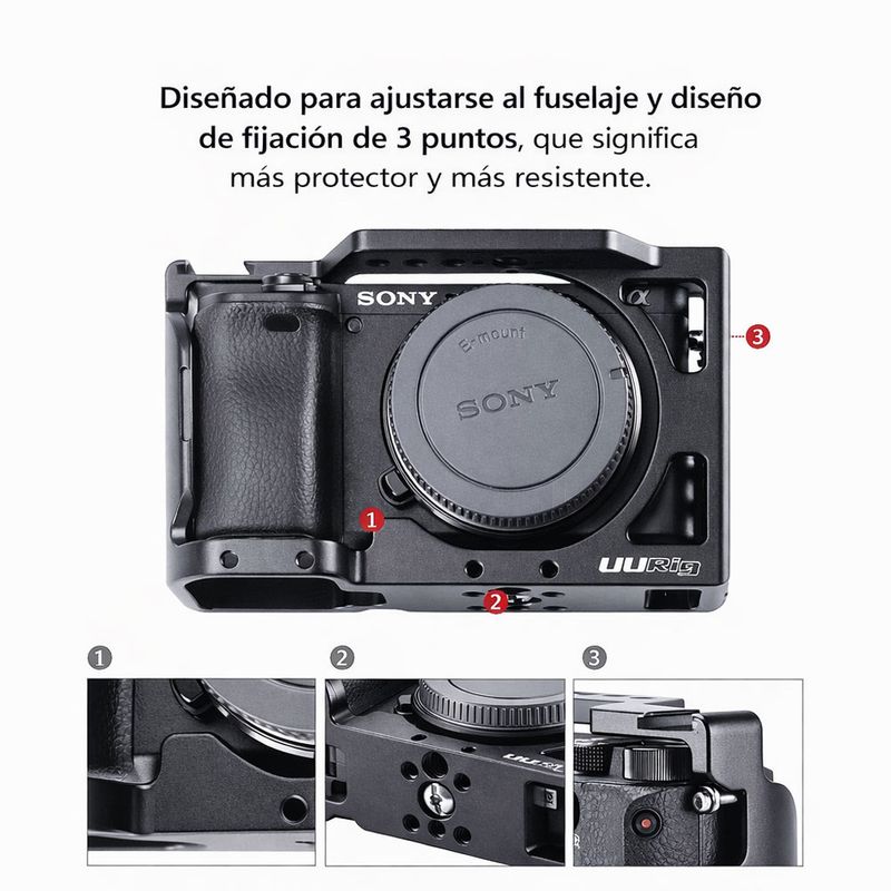 Jaula Ulanzi para cámara Sony A6400 múltiples accesorios especificaciones