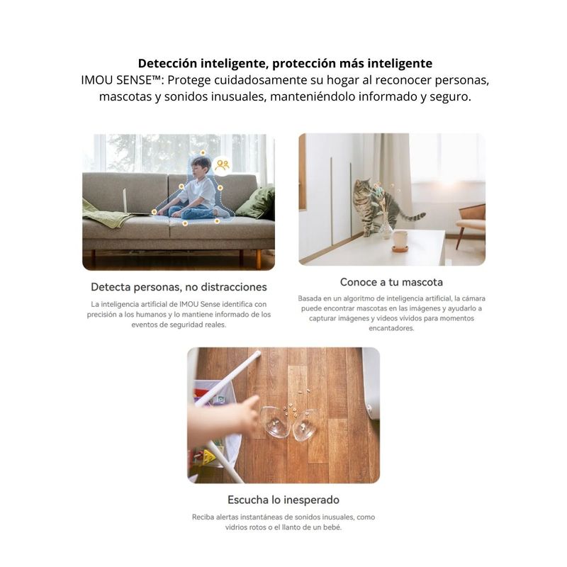 Cámara de seguridad Wi-Fi Imou 2K interior microSD 64GB beneficios