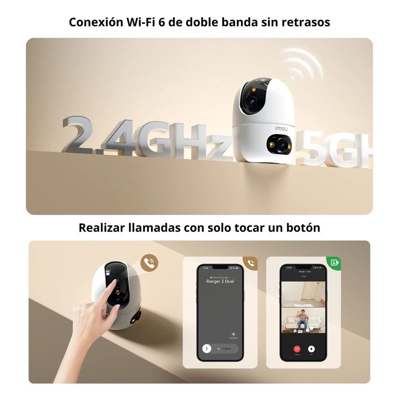 Cámara de seguridad Wi-Fi Imou 10MP doble lente interior frontal medidas