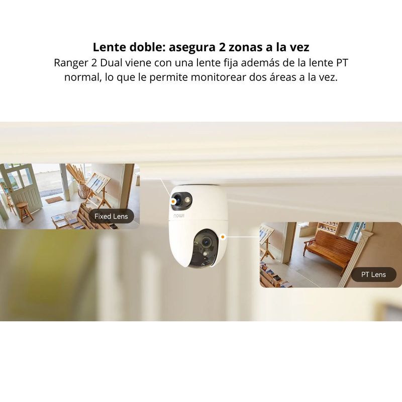 Cámara seguridad Wi-Fi Imou 10MP dual microSD 128GB blanca frontal característica