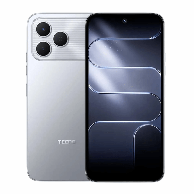 Celular Tecno Spark 50 4G titanio vista frontal