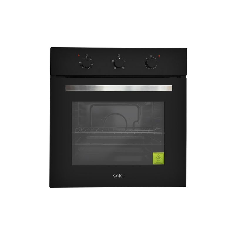 Horno eléctrico empotrable Sole 68L vidrio templado negro frontal