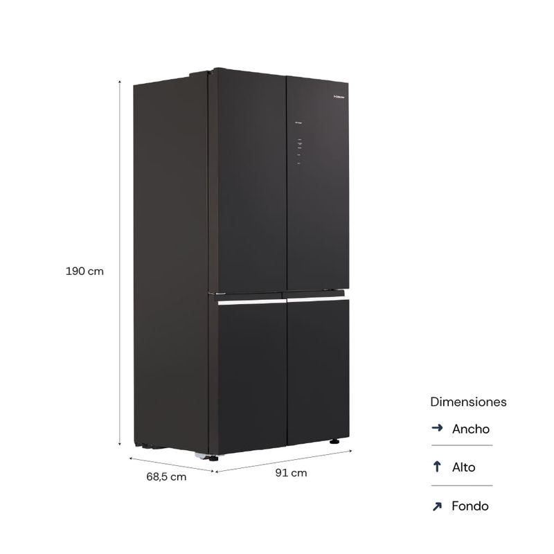 Refrigeradora S-Collection Berlin 522L No Frost 4 puertas medidas