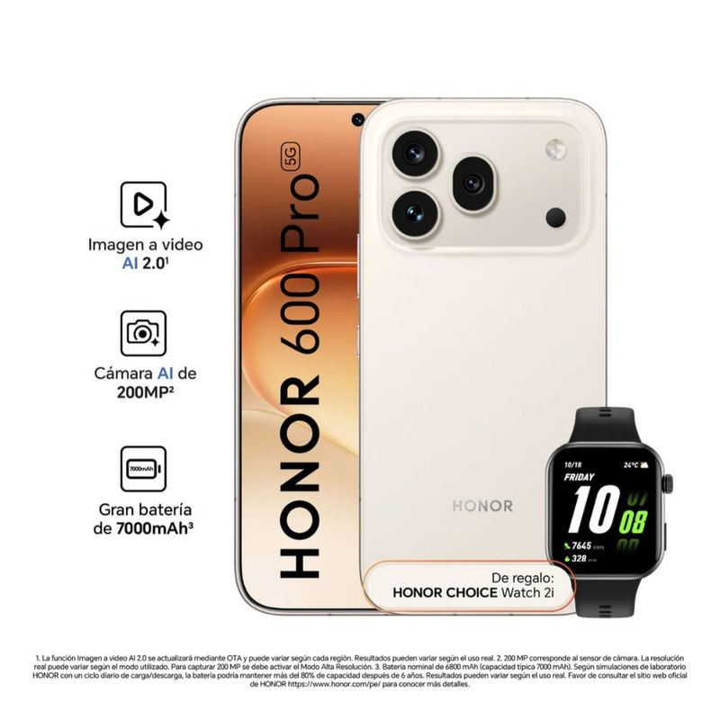Celular Honor 600 5G 256GB 8GB RAM cámara 200MP con Watch combo