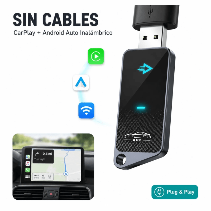 Adaptador inalámbrico K82 CarPlay Android Auto negro compatibilidad