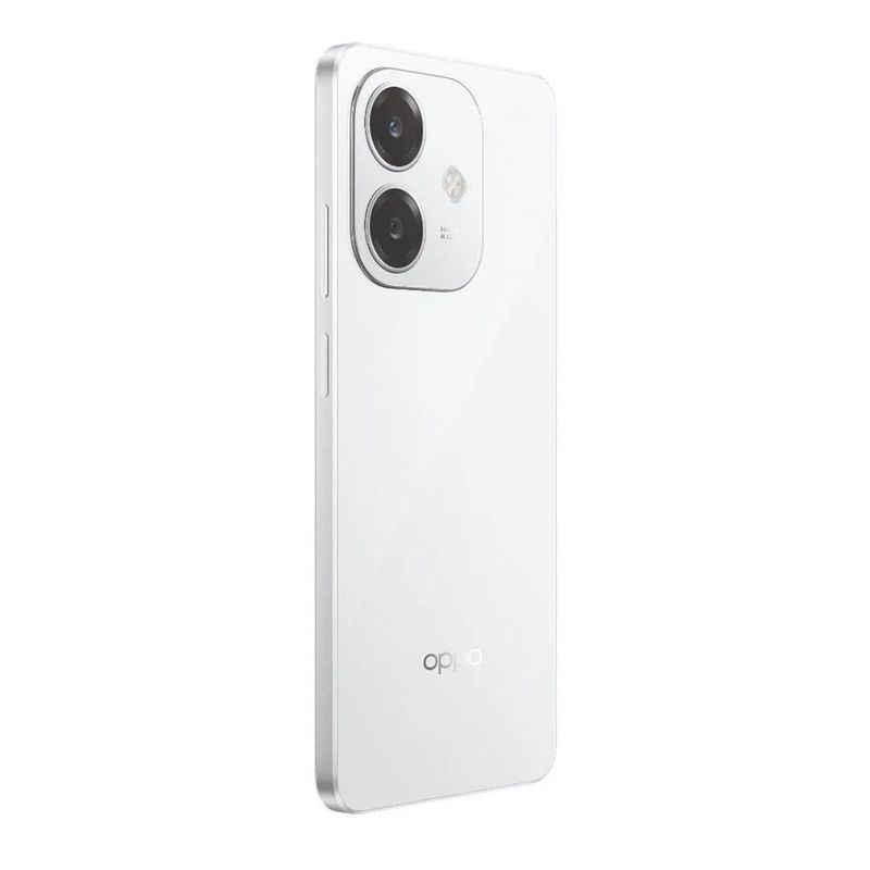 Celular Oppo A60 4G 256GB 8GB RAM Blanco dorsal oblicuo