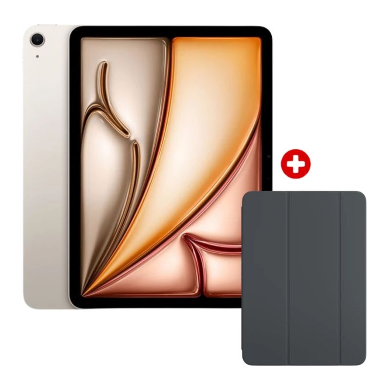 iPad Air 11 pulgadas M4 128GB color Starlight con case protector vista frontal