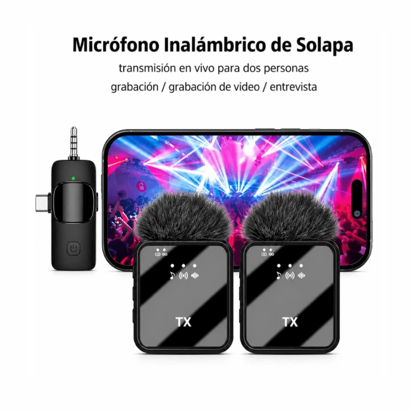 Micrófono solapero inalámbrico Accesoriosgroup F11-2 batería hasta 10 horas