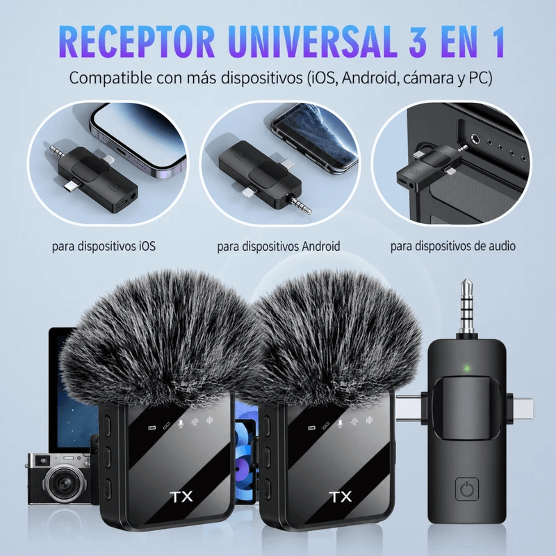 Micrófono solapero inalámbrico Accesoriosgroup F11-2 conexión USB Tipo-C