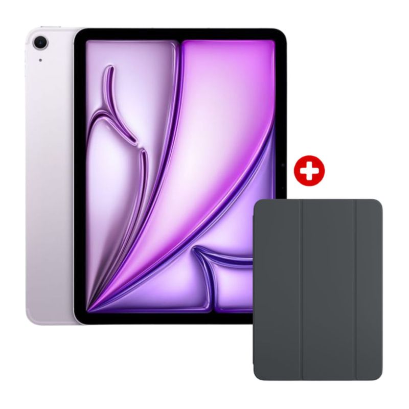 iPad Air 11 pulgadas M4 128GB color Purple con case protector vista frontal