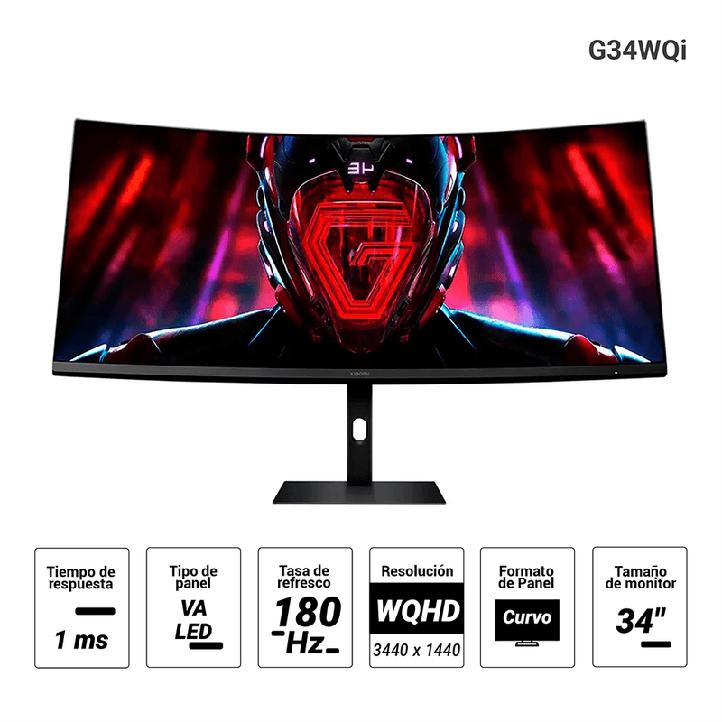 Monitor curvo Xiaomi G34WQi 34 negro especificaciones