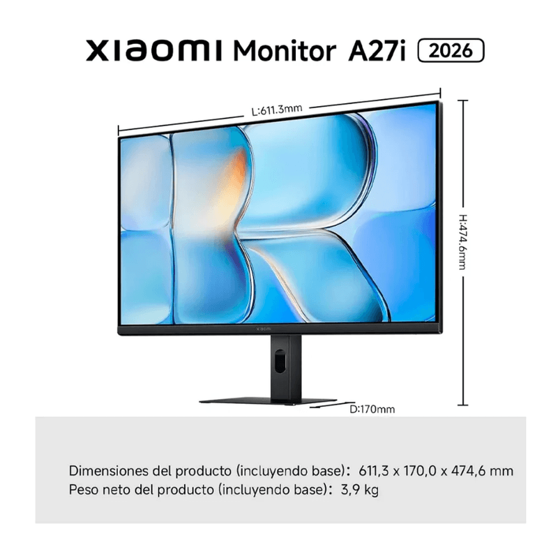Monitor Xiaomi A27i 2026 27 negro dimensiones