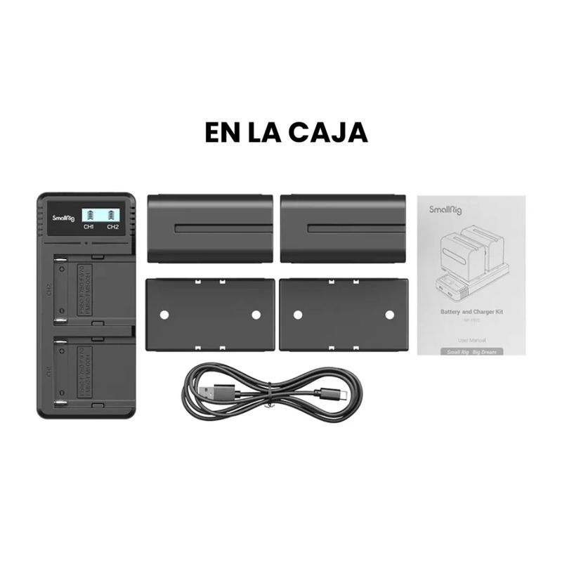 Kit SmallRig batería NP-F970 y cargador para cámaras Sony en uso