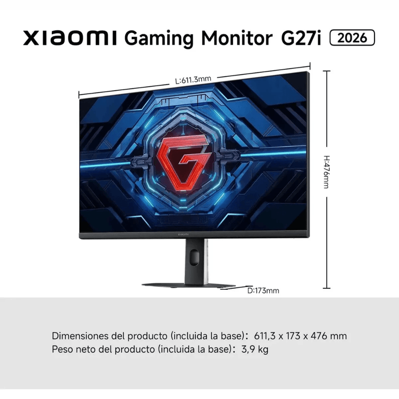 Monitor Xiaomi G27i 2026 EU negro oblicuo