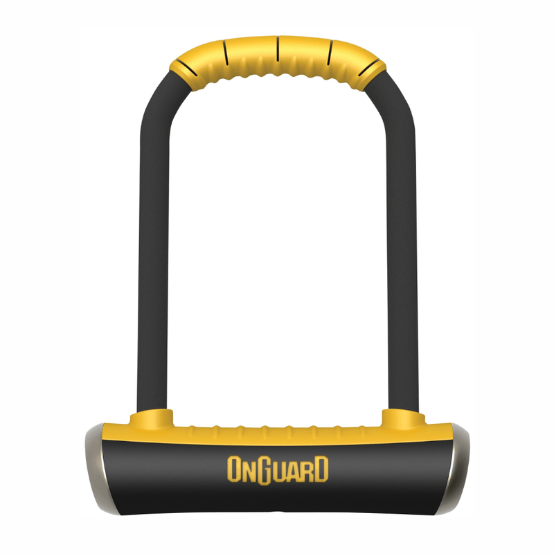 Candado en U OnGuard Pitbull STD 8003 negro y amarillo frontal