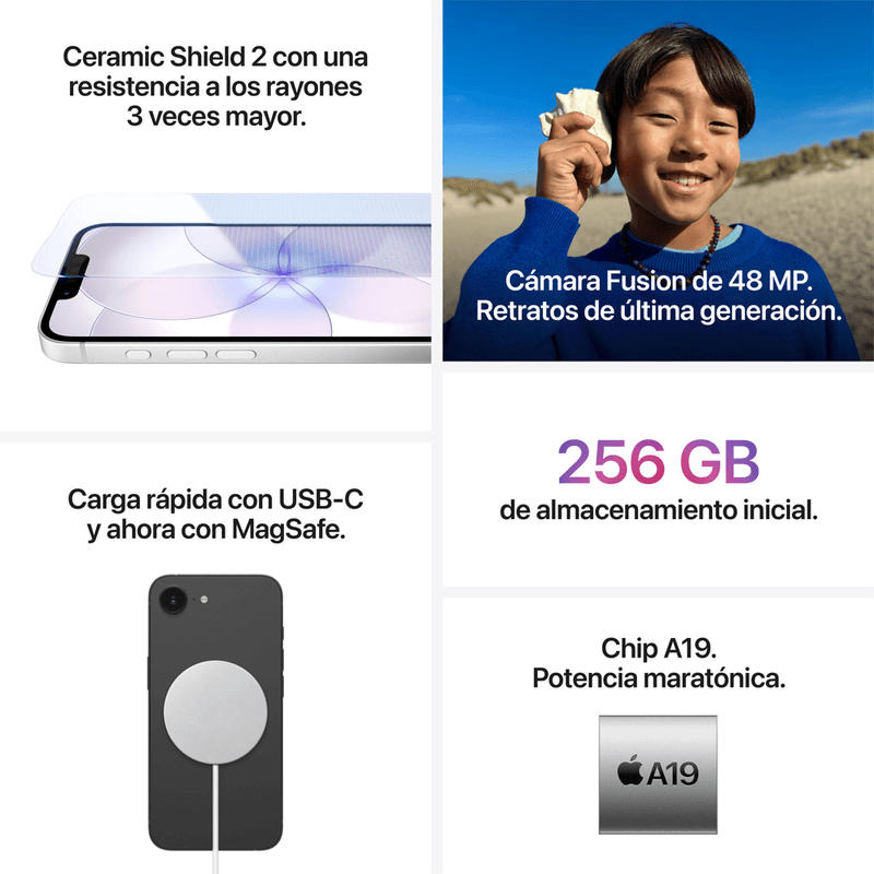 iPhone 17e 5G negro sistema operativo iOS 26