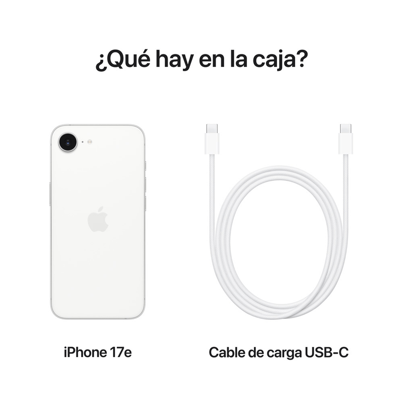 iPhone 17e 5G blanco contenido de caja