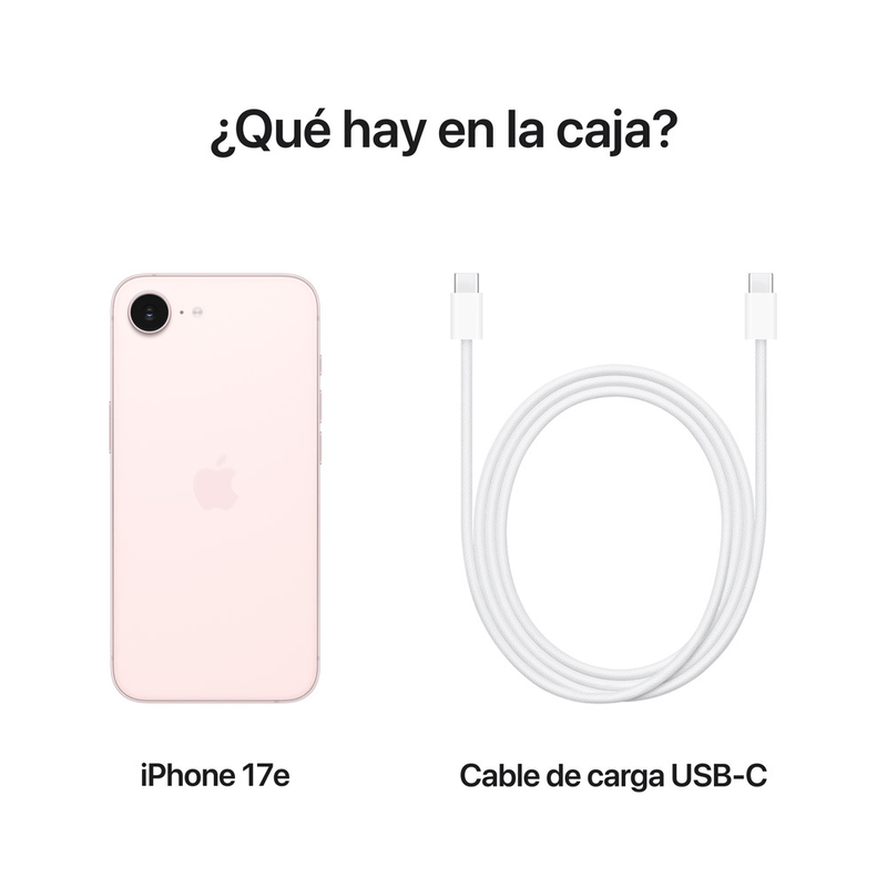 iPhone 17e 5G rosado contenido de caja
