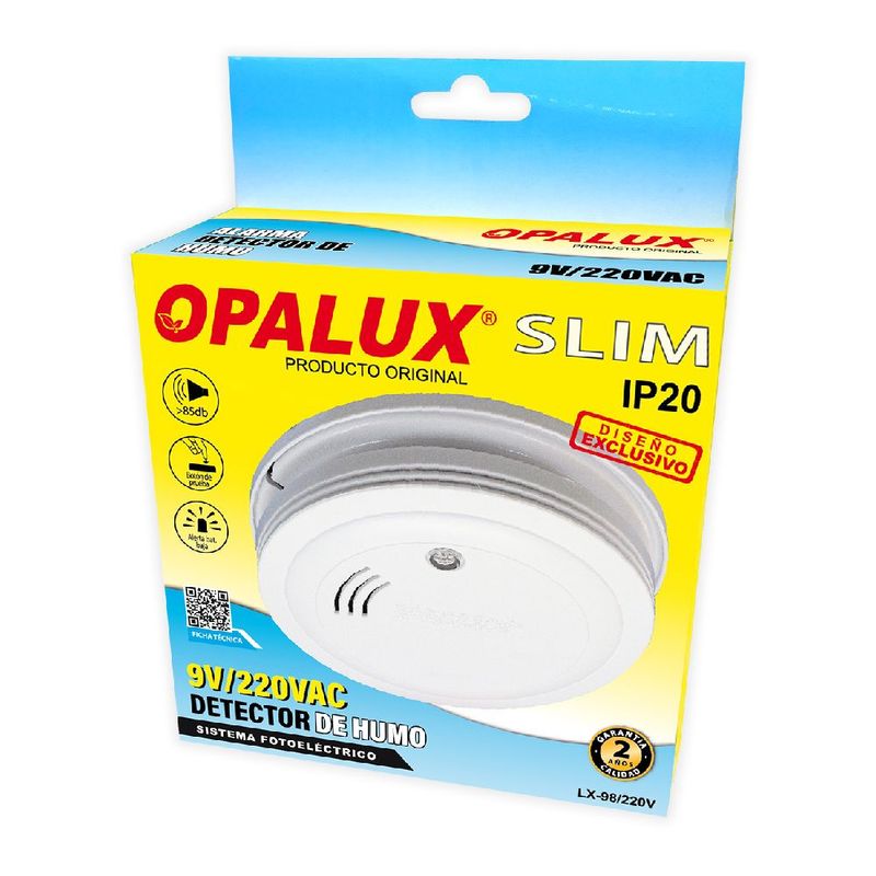 Detector de humo Opalux Slim IP20 con batería empaque