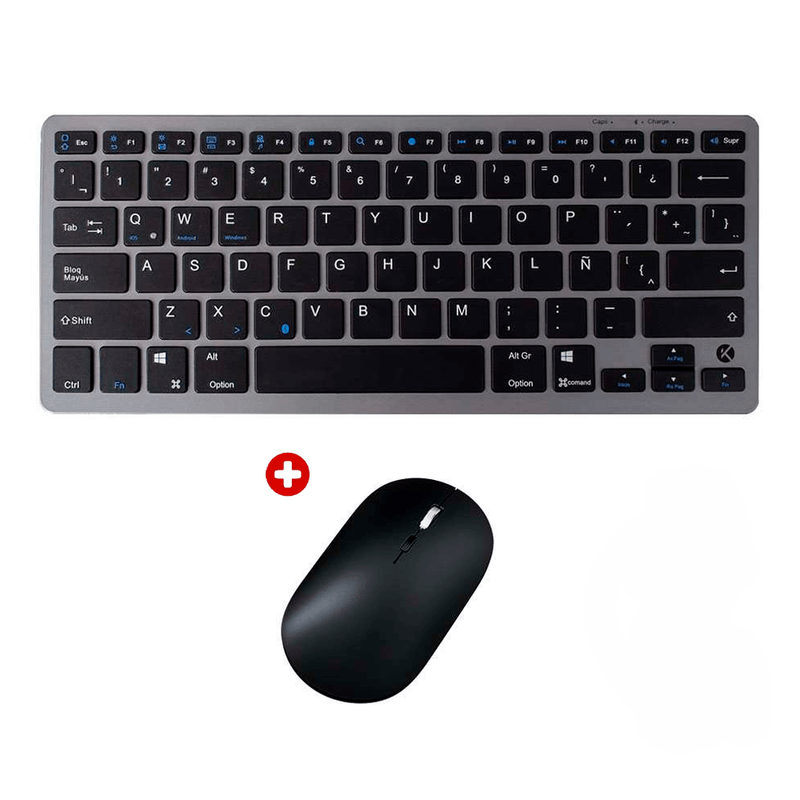 Kit Kreed Teclado y Mouse Bluetooth Recargable Negro frontal kit