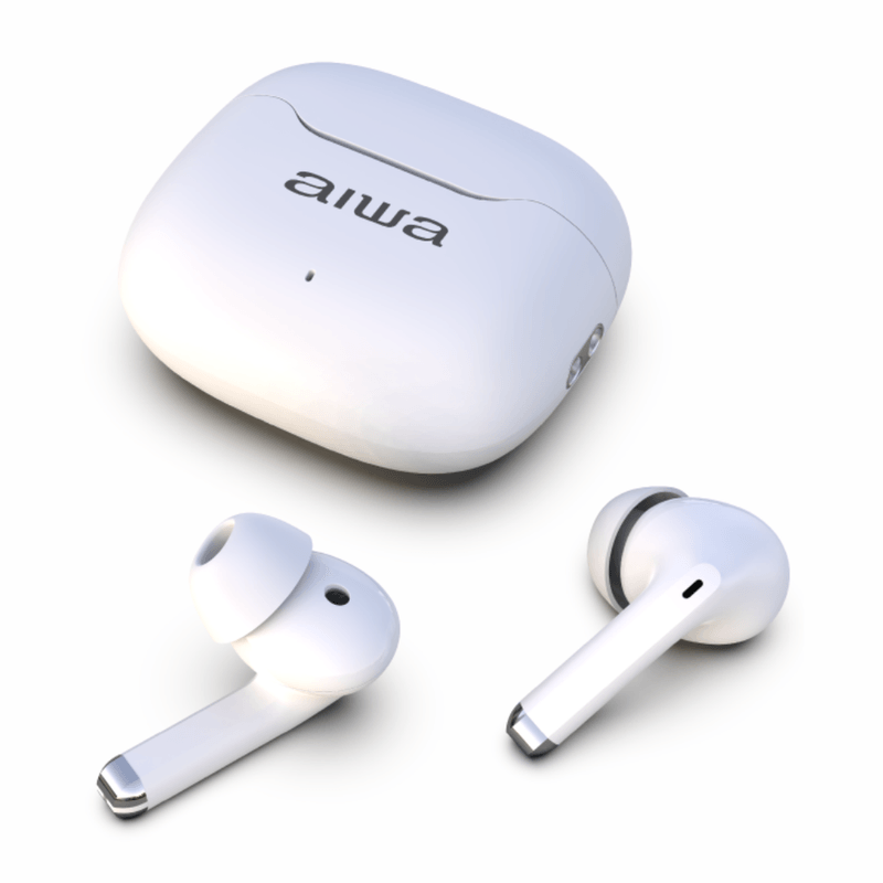 Audífonos Bluetooth TWS AIWA AWTWSG50 blanco estuche con carga