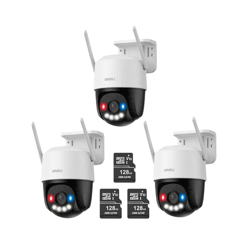 Kit 3 cámaras IMOU Cruiser SC 5MP con Micro SD 128GB frontal