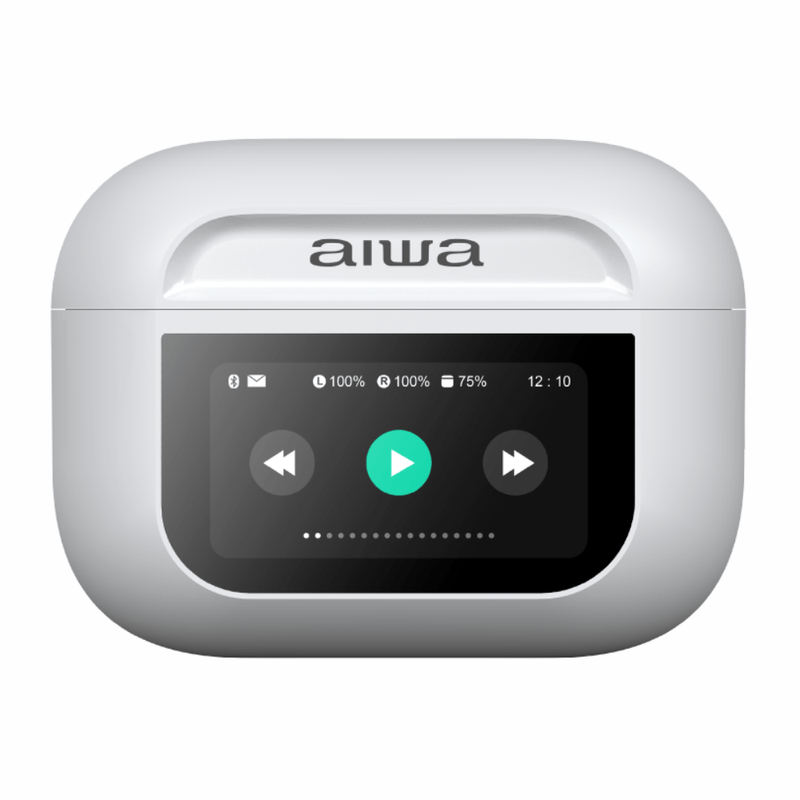 Audífonos Bluetooth TWS AIWA AWTWSGPRO blanco frontal