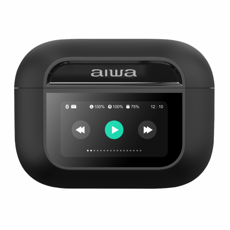 Audífonos Bluetooth TWS AIWA AWTWSGPRO negro frontal