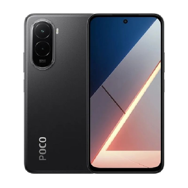 Celular Xiaomi POCO M7 128GB 6GB RAM cámara 50MP negro frontal
