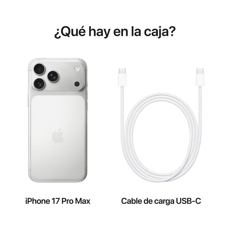 iPhone 17 Pro Max 256GB silver con case y mica contenido