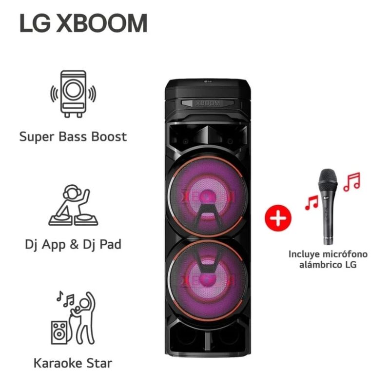 Parlante LG XBOOM RNC9 Bluetooth Karaoke con luces frontal