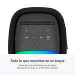 Parlante Sony SRS-XV500 Mega Bass Karaoke Bluetooth Negro detalle panel de control