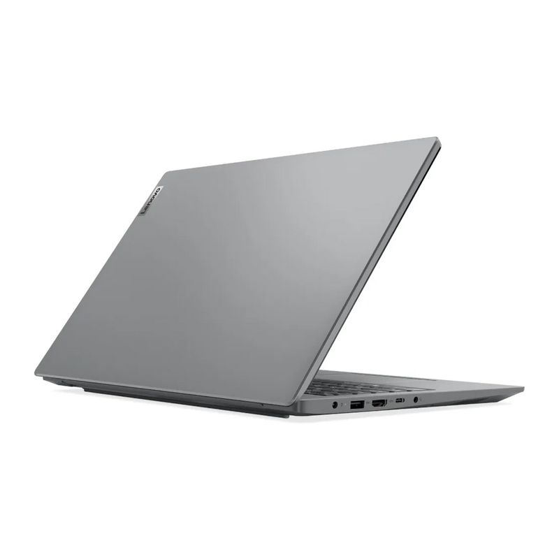 Laptop Lenovo V15 G4 Ryzen 5 8GB 256GB gris dorsal oblicuo