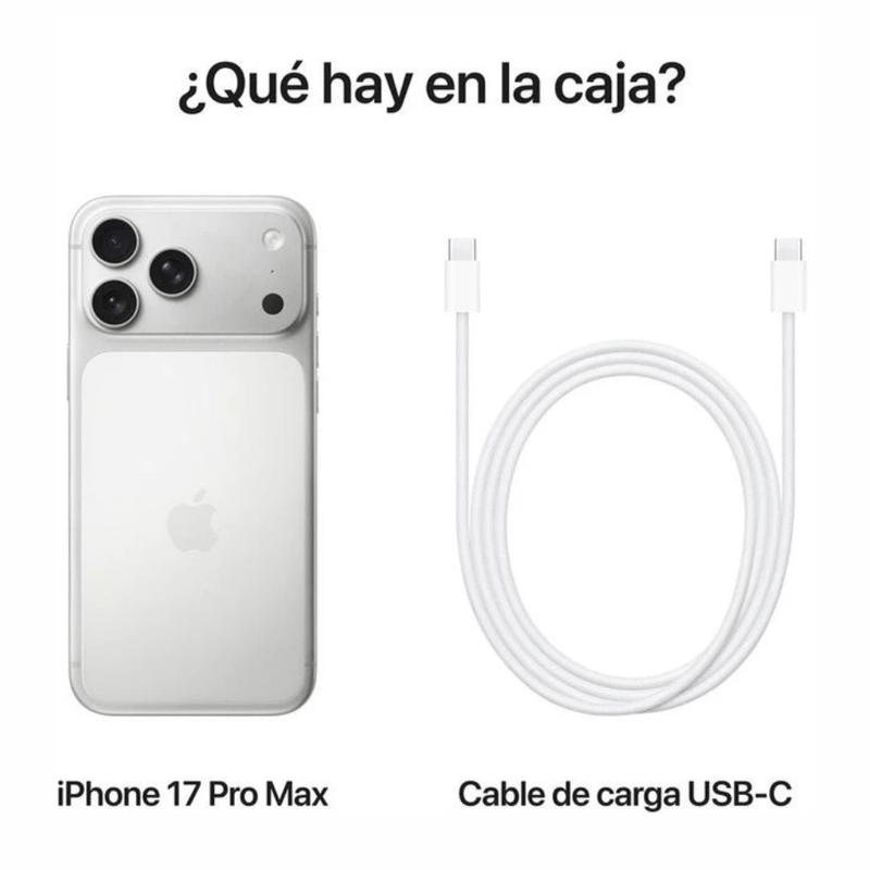 iPhone 17 Pro Max Silver contenido de caja