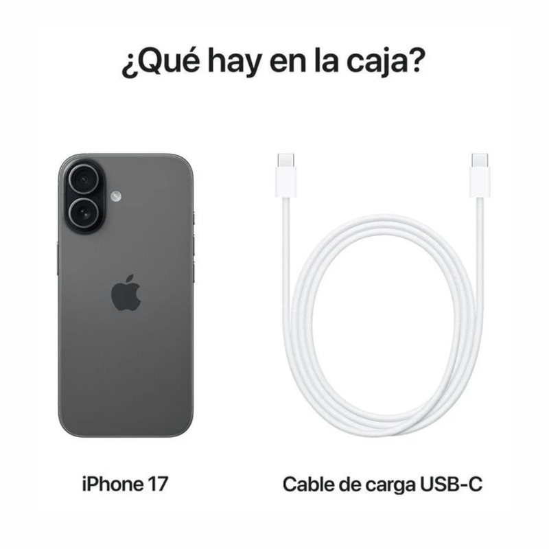 Apple iPhone 17 256GB Negro eSIM contenido de caja