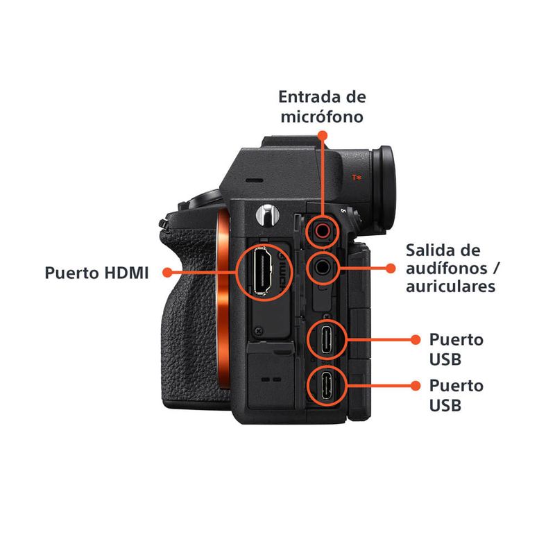 Cámara mirrorless Sony Alpha a7 V Full Frame 33MP solo cuerpo lateral