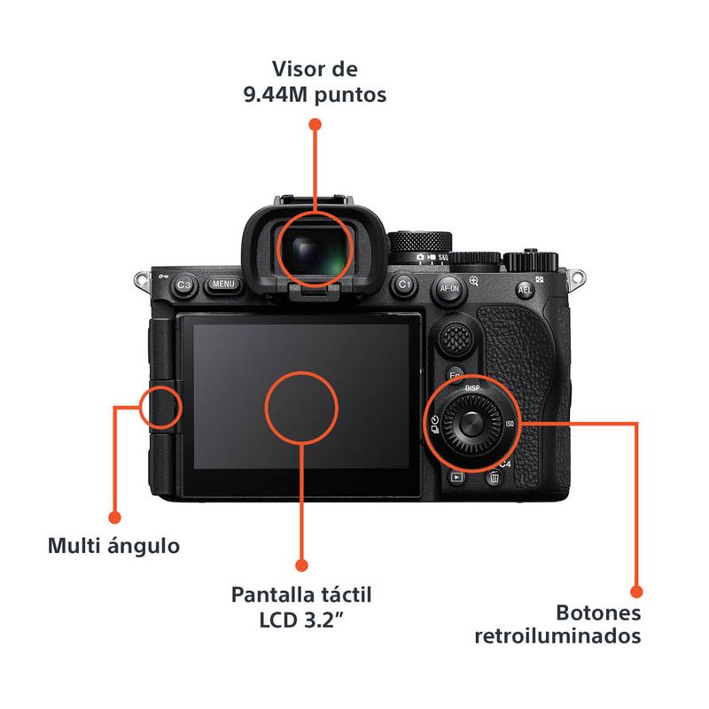 Cámara mirroless Sony Alpha a7R VI Full Frame 66.8MP dorsal