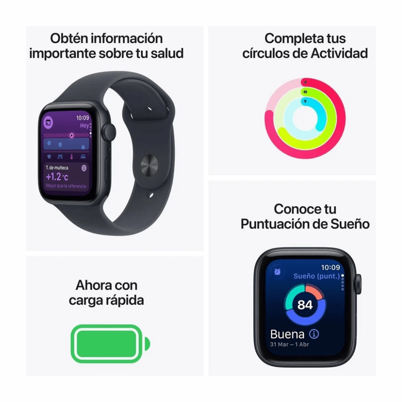Apple Watch SE 3 40mm GPS 64GB S/M watchOS 26 Midnight batería hasta 18 horas