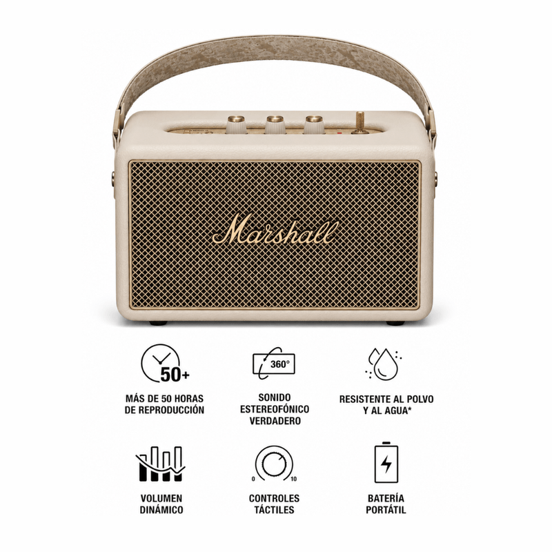 Parlante Bluetooth Marshall Kilburn III IP54 50h marrón especificaciones