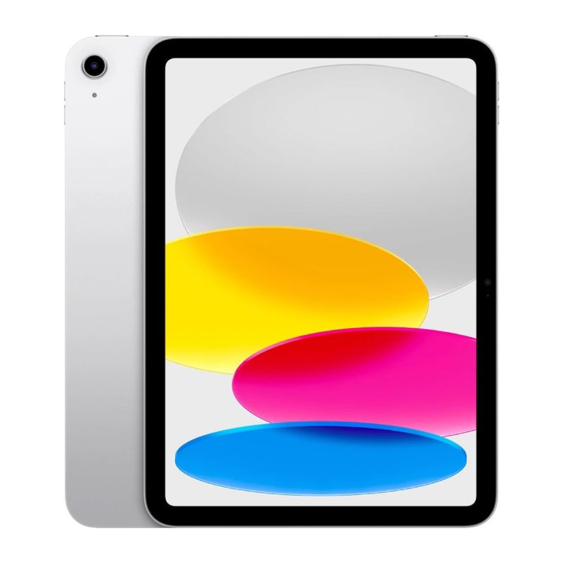 iPad 11" 2025 con Chip A16 Bionic en color silver, con pantalla Liquid Retina de borde a borde y ficha técnica destacando sus 6GB de RAM, 128GB de almacenamiento y batería de larga duración, mostrado en vista frontal fondo blanco