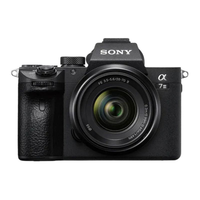 Cámara mirrorless Sony Alpha 7 III full frame 24.2MP 4K vista frontal