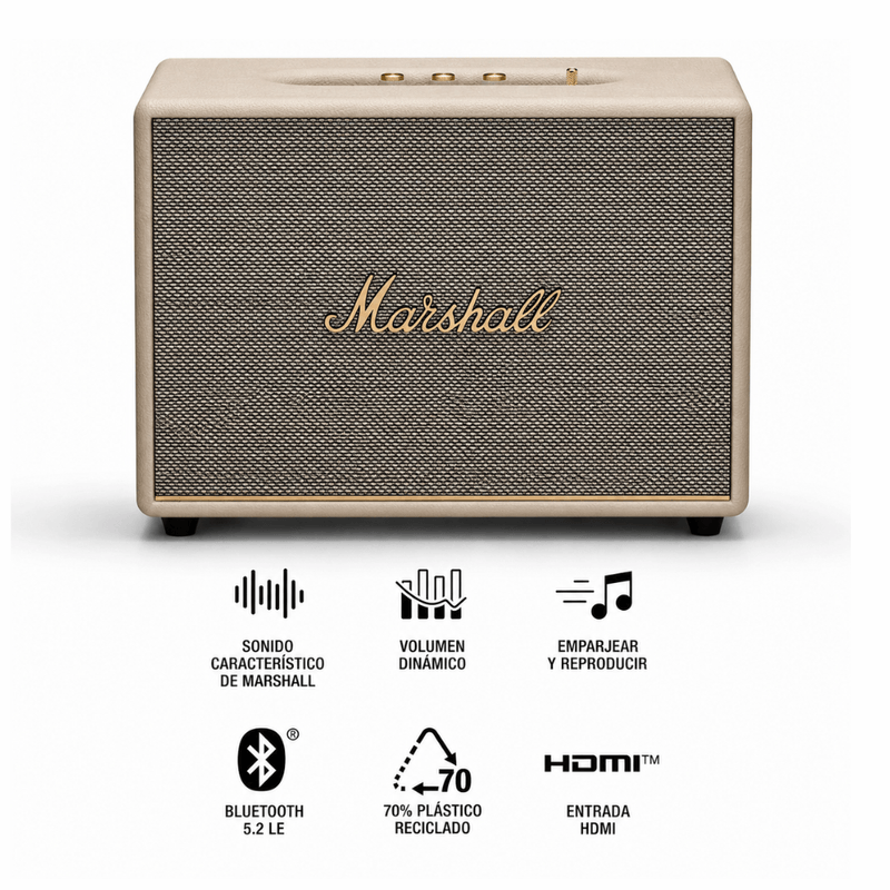 Parlante Marshall Woburn III 150 W Bluetooth HDMI crema especificaciones